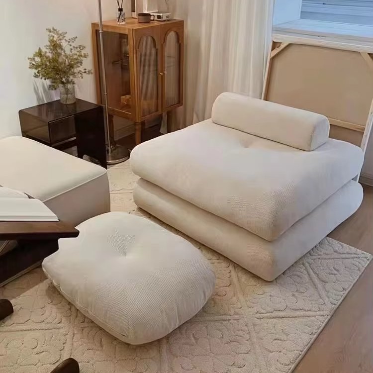 Korean Corduroy Fabric Modular Sofa Set with Tufted Extendable Feature for Home Dining Hotel Hall Villa Apartment Mall Use