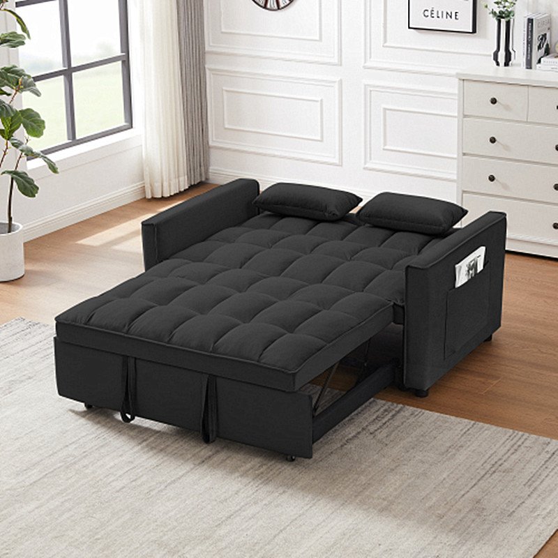 Wholesale Futon Sofa Bed Convertible Comfort Bedroom Living Room Daybed Velvet Fold Sofa Bed Folding Two Seat with Cup Holder