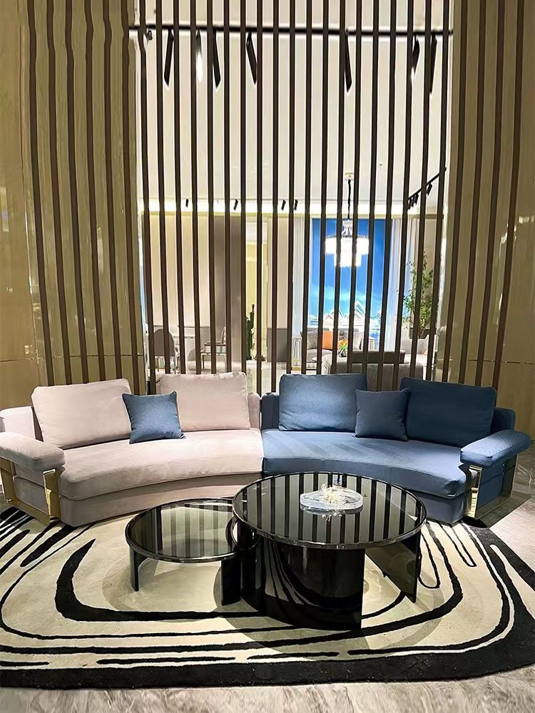 American style couches luxury living room sofas Set Designs Curved semicircular sofa set furniture