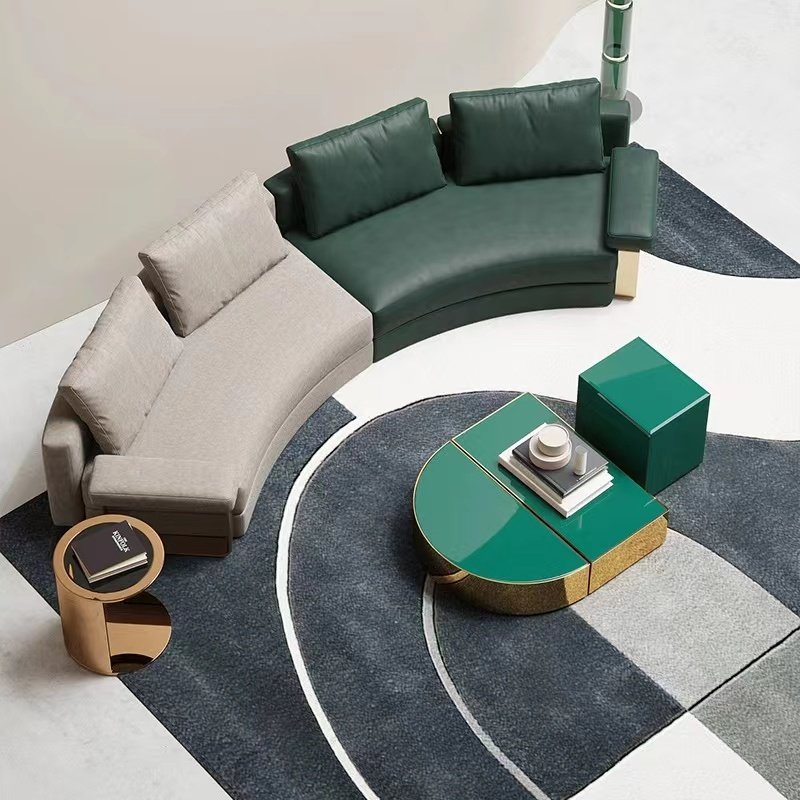 American style couches luxury living room sofas Set Designs Curved semicircular sofa set furniture