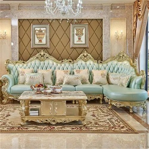 Antique Design Sofa Set for House Frames with mahogany wood and foam and fabric materials for indoor use