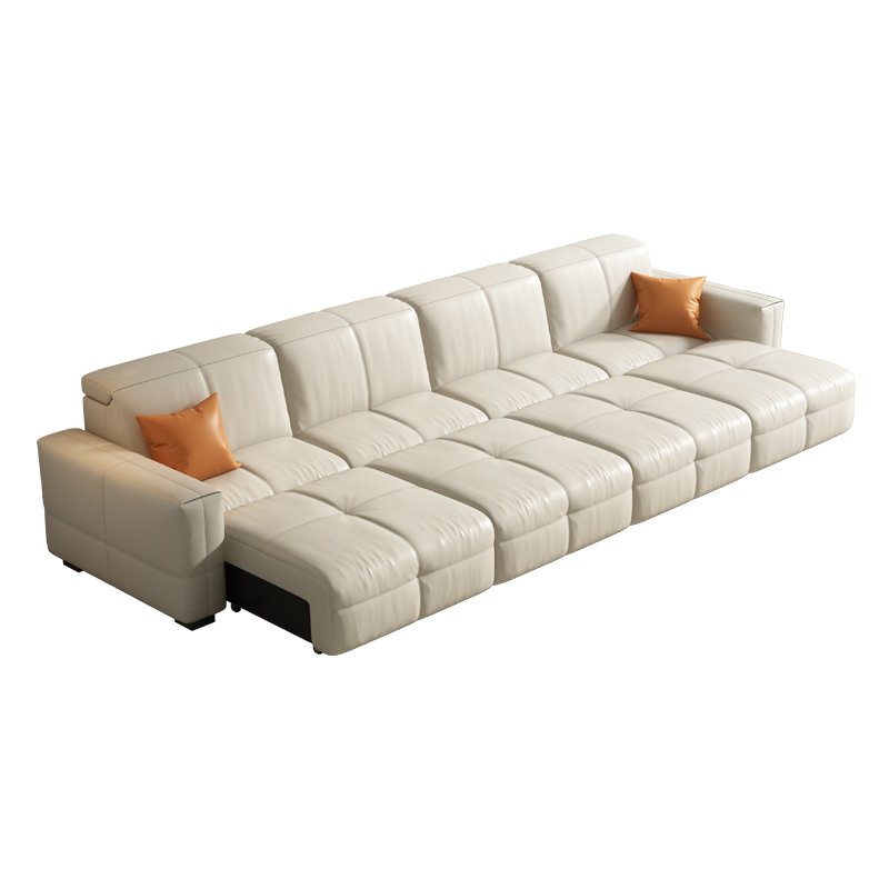 Electric function leather sofa bed size living room combined with modern simple dual-use telescopic new leather sofa