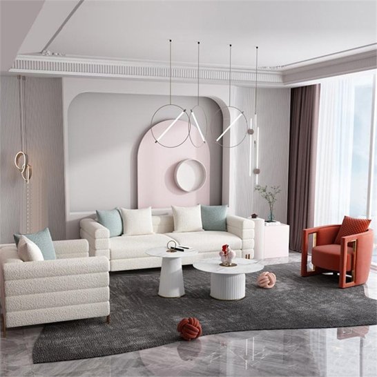 High quality modern light luxury simple Italian living room white lamb velvet sofa