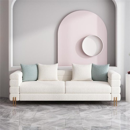 High quality modern light luxury simple Italian living room white lamb velvet sofa