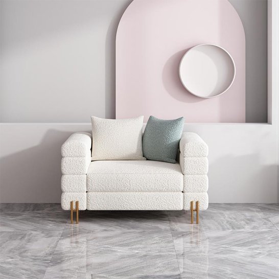 High quality modern light luxury simple Italian living room white lamb velvet sofa