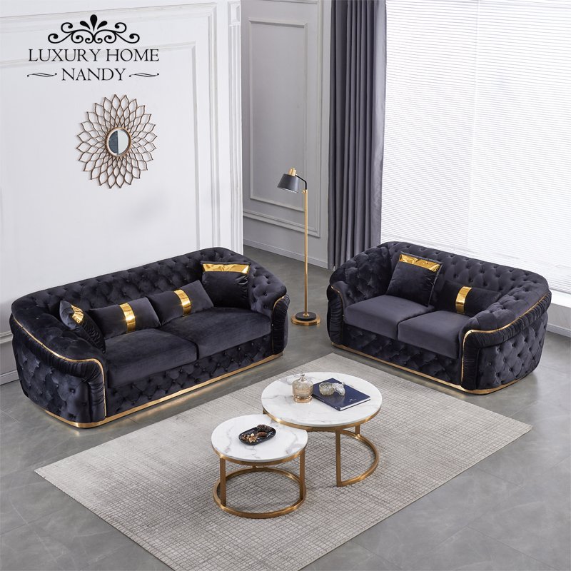 Light Luxury Living Room Sofas Loveseat Luxury Velvet Upholstered Chesterfield Sofa Living Room Sofa Set