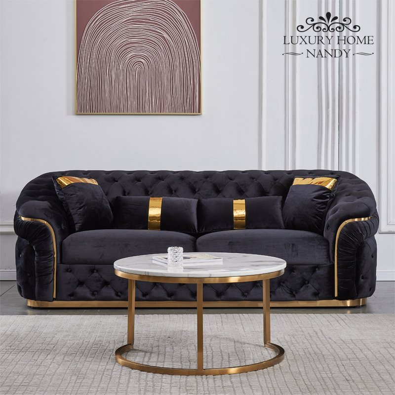 Light Luxury Living Room Sofas Loveseat Luxury Velvet Upholstered Chesterfield Sofa Living Room Sofa Set