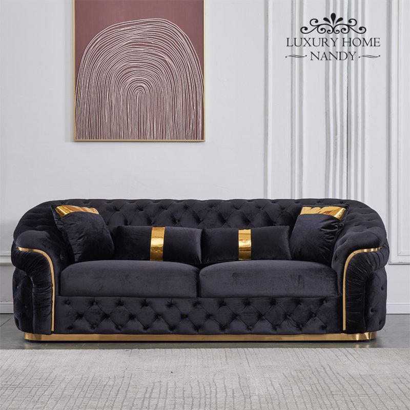 Light Luxury Living Room Sofas Loveseat Luxury Velvet Upholstered Chesterfield Sofa Living Room Sofa Set
