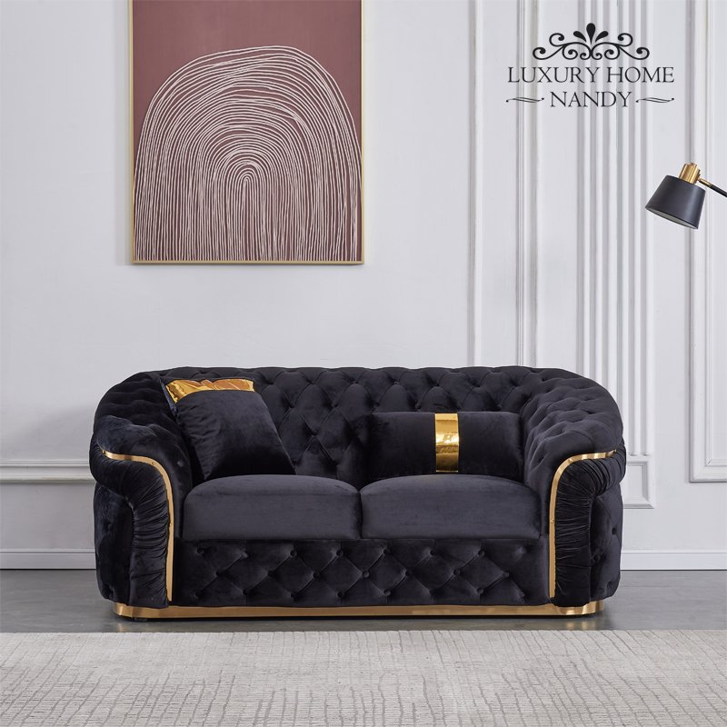 Light Luxury Living Room Sofas Loveseat Luxury Velvet Upholstered Chesterfield Sofa Living Room Sofa Set