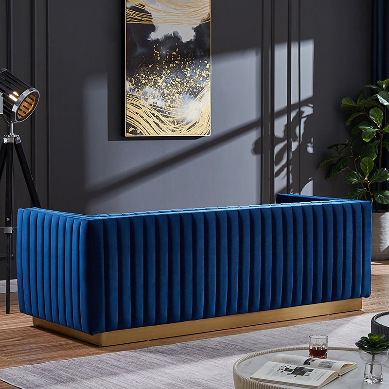 Hendry Wholesale Custom Living Room Furniture Stitches Lines Velvet Fabric Sofa Living Room Sofas
