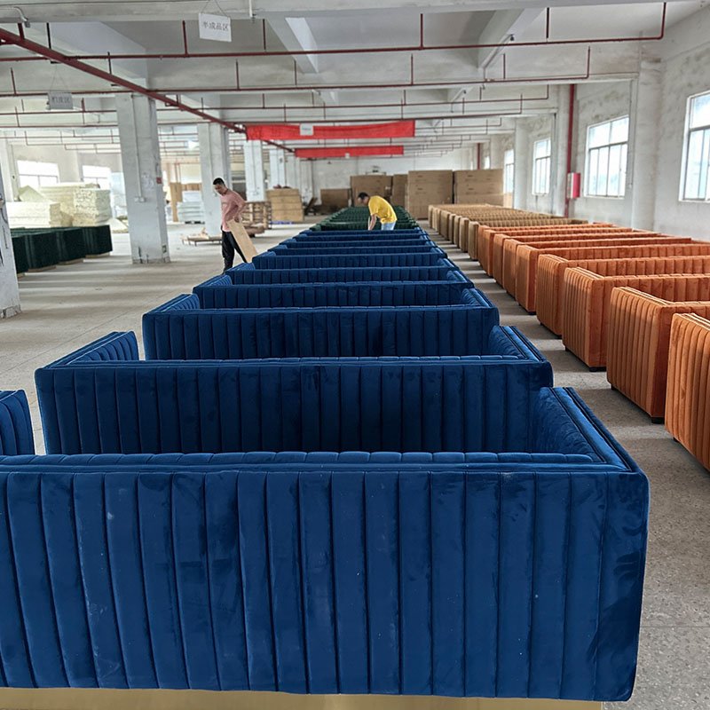 Hendry Wholesale Custom Living Room Furniture Stitches Lines Velvet Fabric Sofa Living Room Sofas