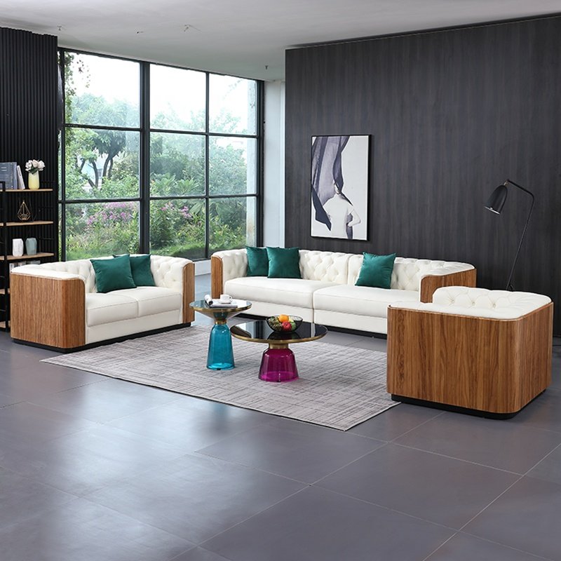 Modern Living Room Sofa Villa Hotel Supporting Furniture Light Luxury Style Simulation Leather Sofa 1 Piece Set Sofa Combination