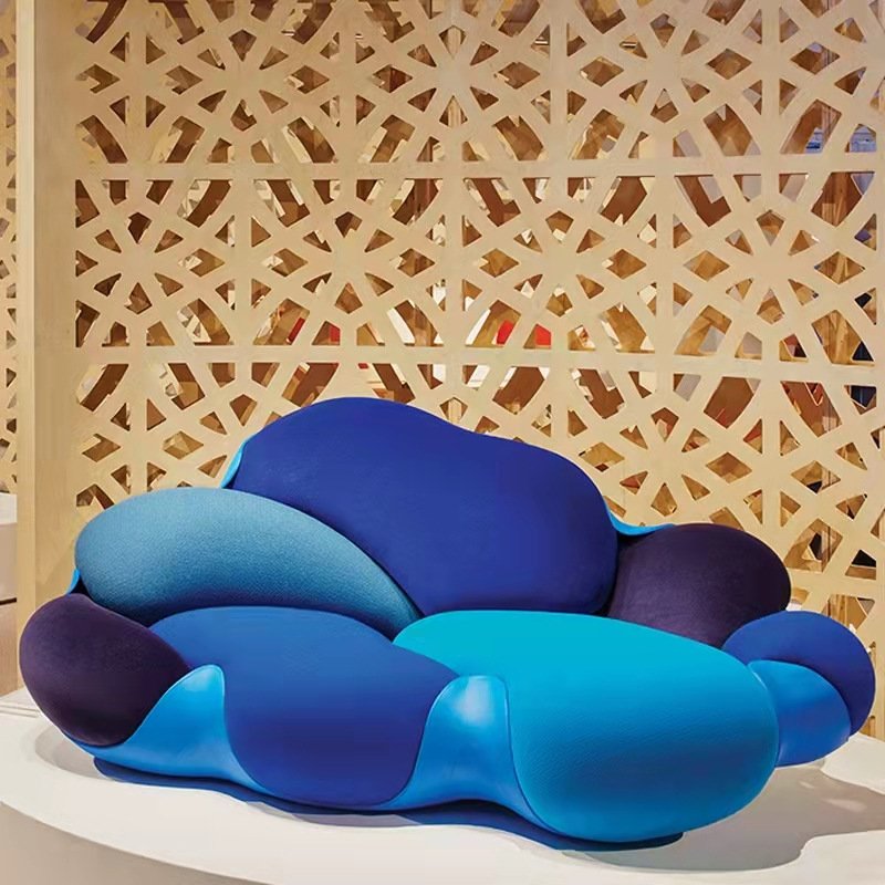 High Quality Fiberglass Furniture Home Living Room Hotel Luxury Sofa Lounge Chair Leather and flannelette seat cushion