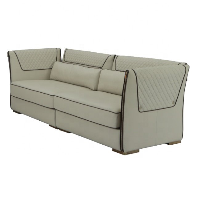 Hot Sale modern sofa Set Furniture Rice White Chesterfield genuine Leather Living Room Sofas