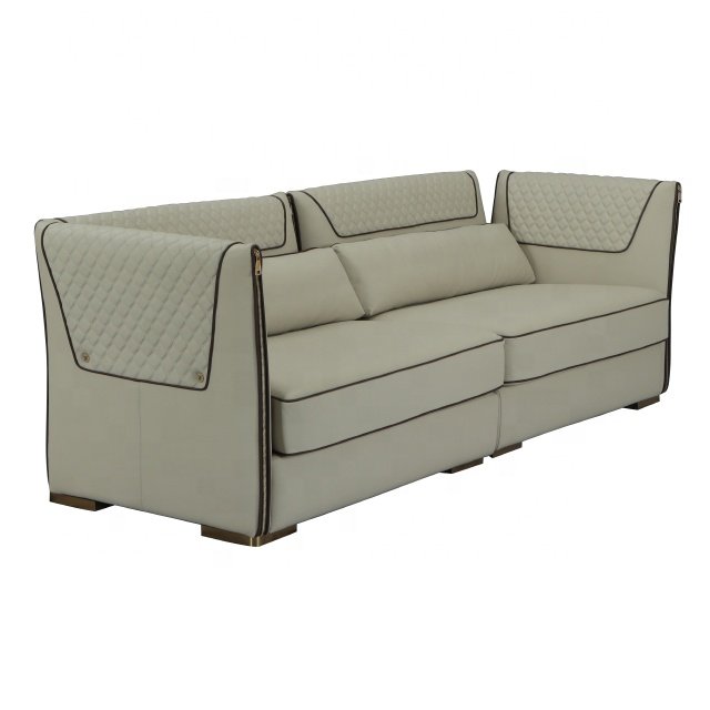 Hot Sale modern sofa Set Furniture Rice White Chesterfield genuine Leather Living Room Sofas