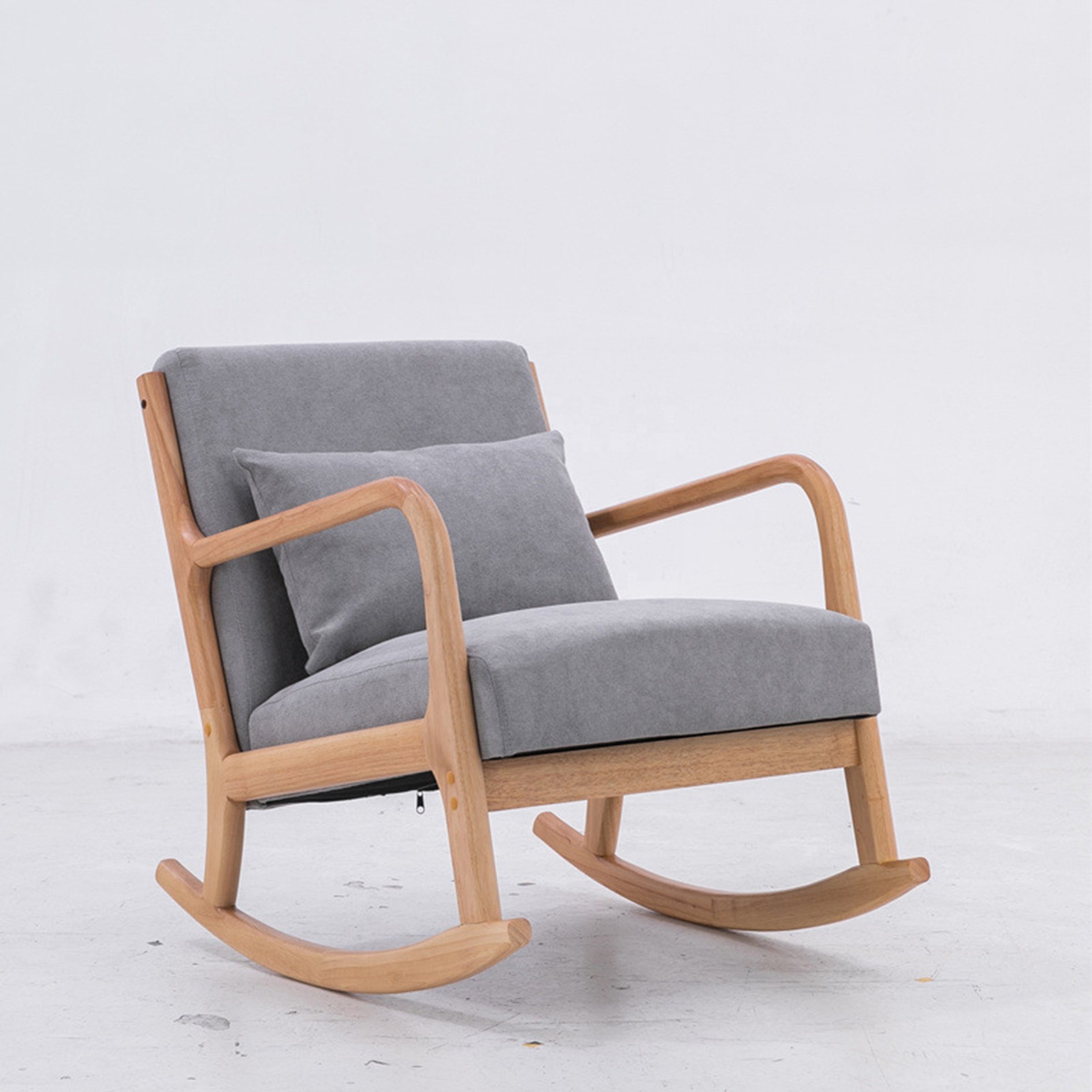 JIAMUJIA Balcony easy chair solid wood lazy lounge chair living room home leisure sofa rocking chair