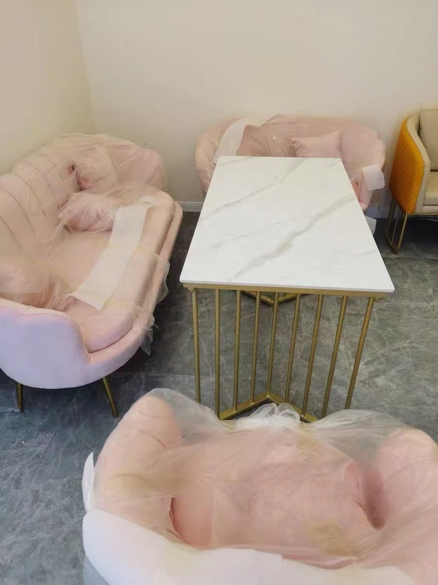 2024 YOUTAI Hot Selling Modern Color Velvet Beauty Salon Clothing Store Living Room Sofa Set
