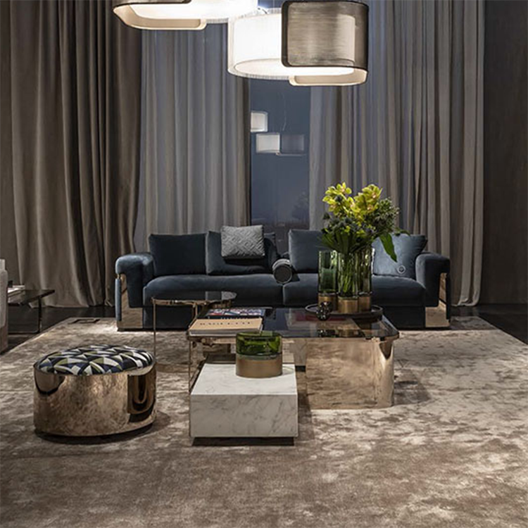 Customized microfiber fabric modular sofa modern light luxury metal living room furniture luxury couch soft sectional sofa