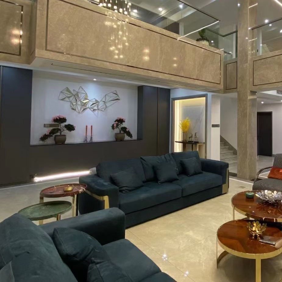 Customized microfiber fabric modular sofa modern light luxury metal living room furniture luxury couch soft sectional sofa