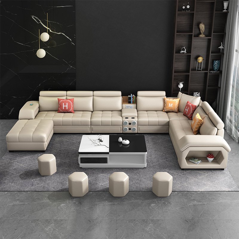 Custom Sectional Synthetic Leather Sofa Set Furniture Living Room Sofas
