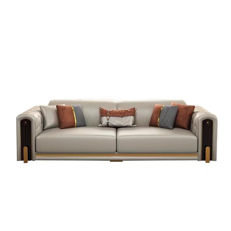 Italian light luxury large and small villa living room leather sofa American high-end designer postmodern leather sofa