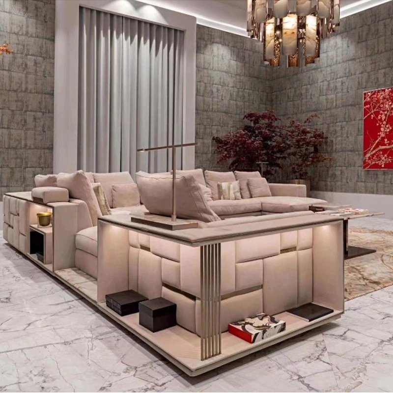 Luxury Custom Made Modern Villa Furniture Indoor Design Modular Sectional Sofa Set for Living Room or Office & Apartment