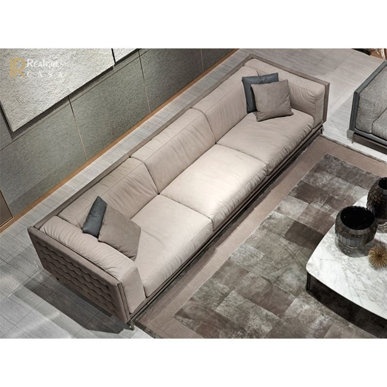 Gray Fabric Sofa Italian Luxury 8 Seater Living Room Sofa Set