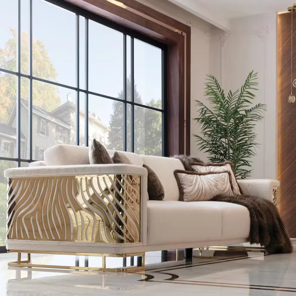 Modern Luxury Stainless Steel Frame Sofa Set Best Home Furnishings Living room Sofas Villa Office Hotel Living Room Furniture