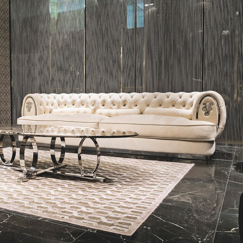 Luxury design canap hotel villa sofa chesterfield living room furniture synthetic leather sofa set furniture