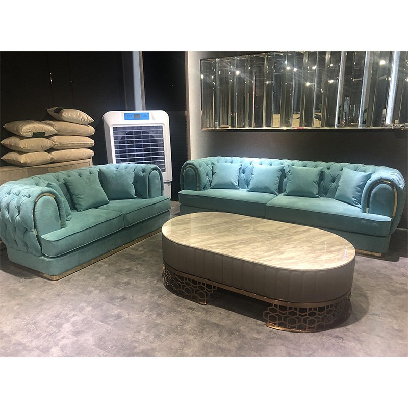 Luxury design canap hotel villa sofa chesterfield living room furniture synthetic leather sofa set furniture