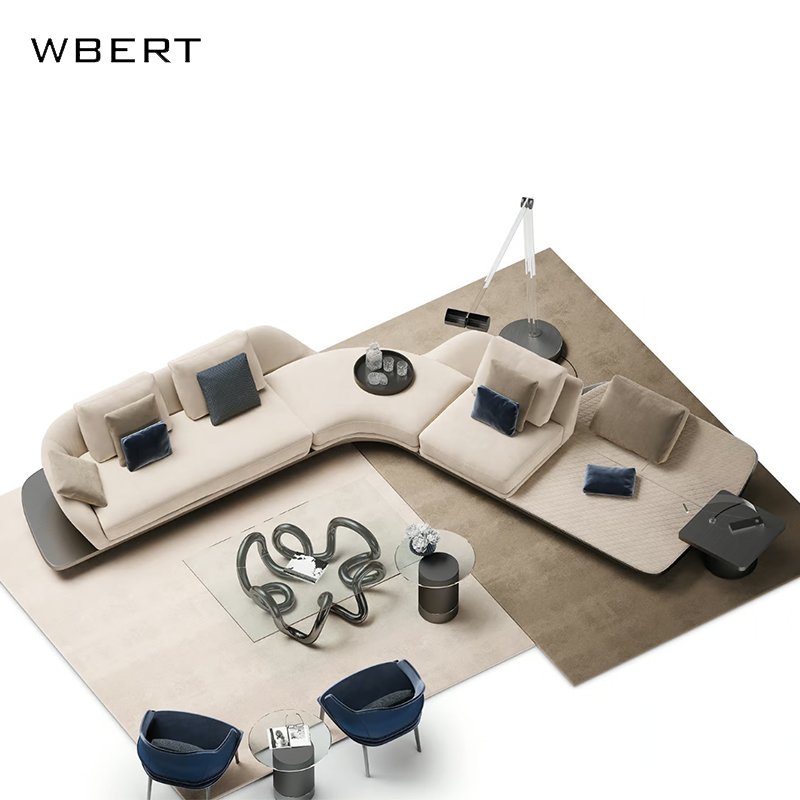 WBERT Italian Designer Curved Luxury Sofa Special-Shaped Large Flat Villa Corner Sofa Chair Customizable Living Room Sofas
