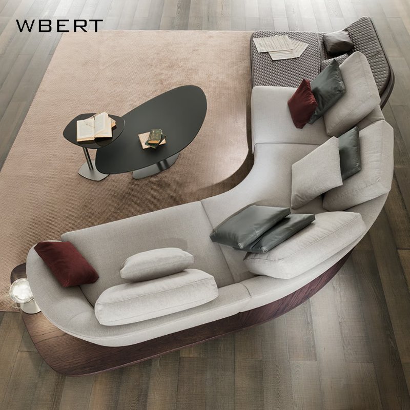 WBERT Italian Designer Curved Luxury Sofa Special-Shaped Large Flat Villa Corner Sofa Chair Customizable Living Room Sofas