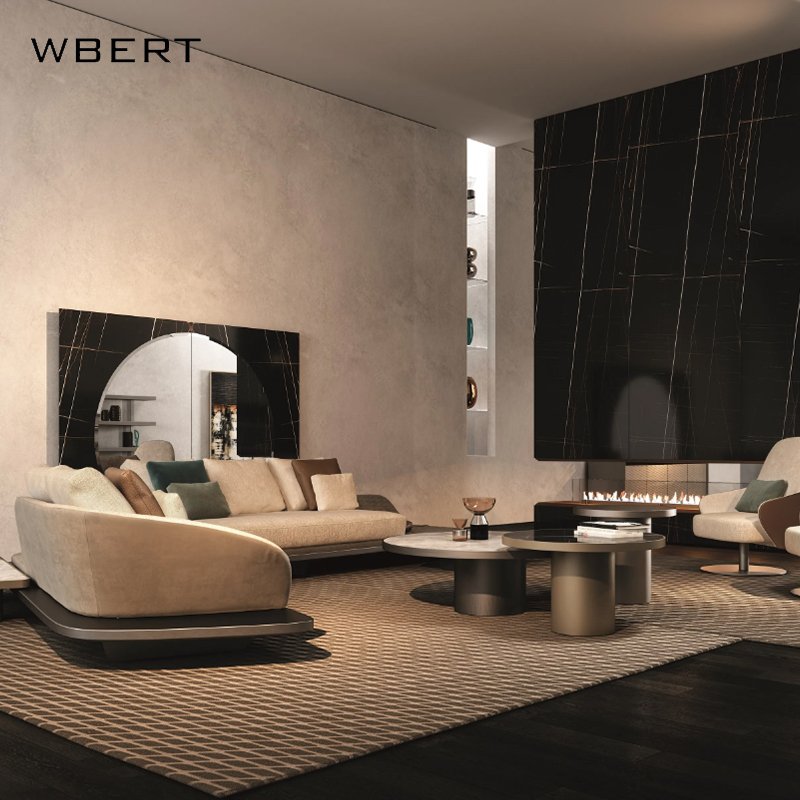 WBERT Italian Designer Curved Luxury Sofa Special-Shaped Large Flat Villa Corner Sofa Chair Customizable Living Room Sofas