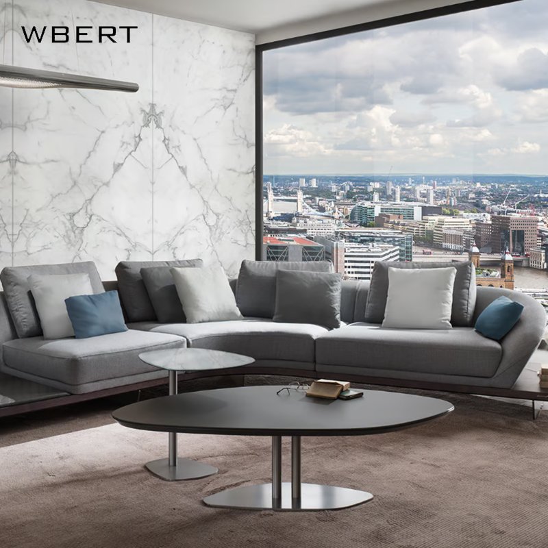 WBERT Italian Designer Curved Luxury Sofa Special-Shaped Large Flat Villa Corner Sofa Chair Customizable Living Room Sofas