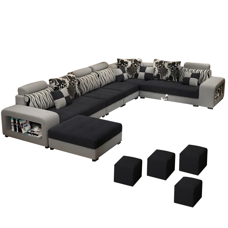 Luxury sofas bed U shaped sectional Furniture 7 Seater modern European fabric Living Room sofas set