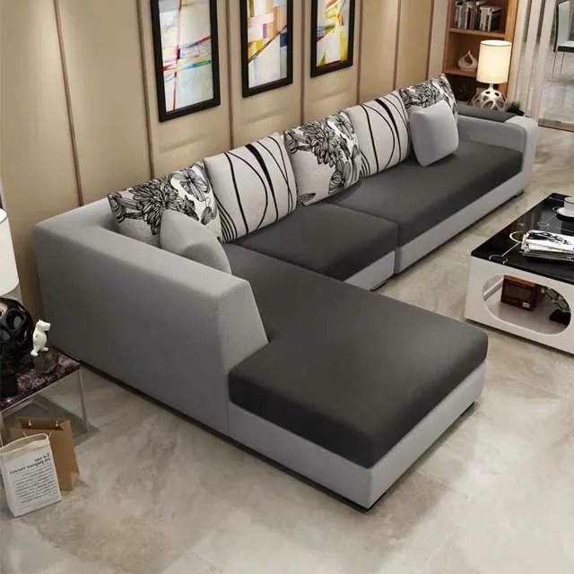 Luxury sofas bed U shaped sectional Furniture 7 Seater modern European fabric Living Room sofas set