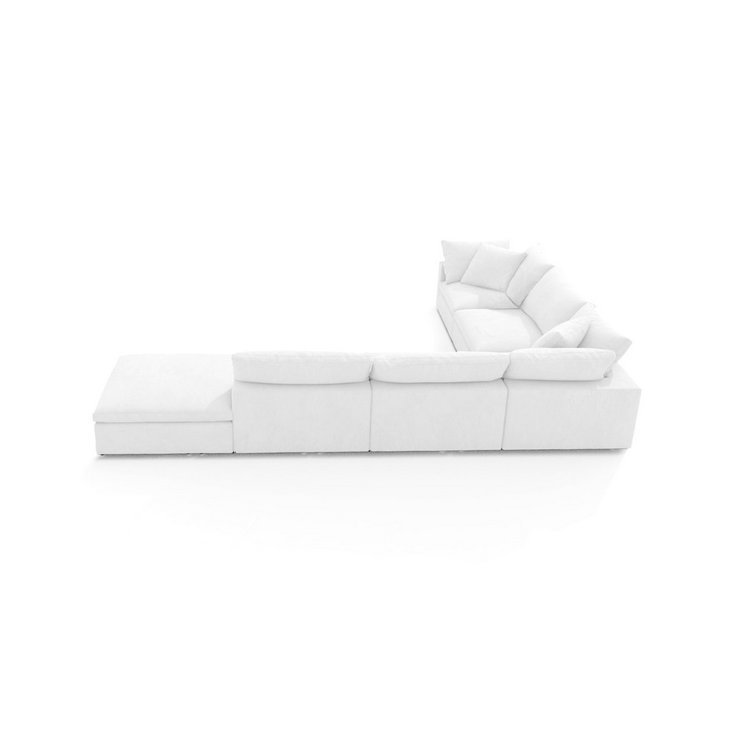 Modern Luxury White Down Feather Modular Cloud Sofa 6 Seater U Shape Living Room Sofa Sets Couches Sectional Fabric Contemporary
