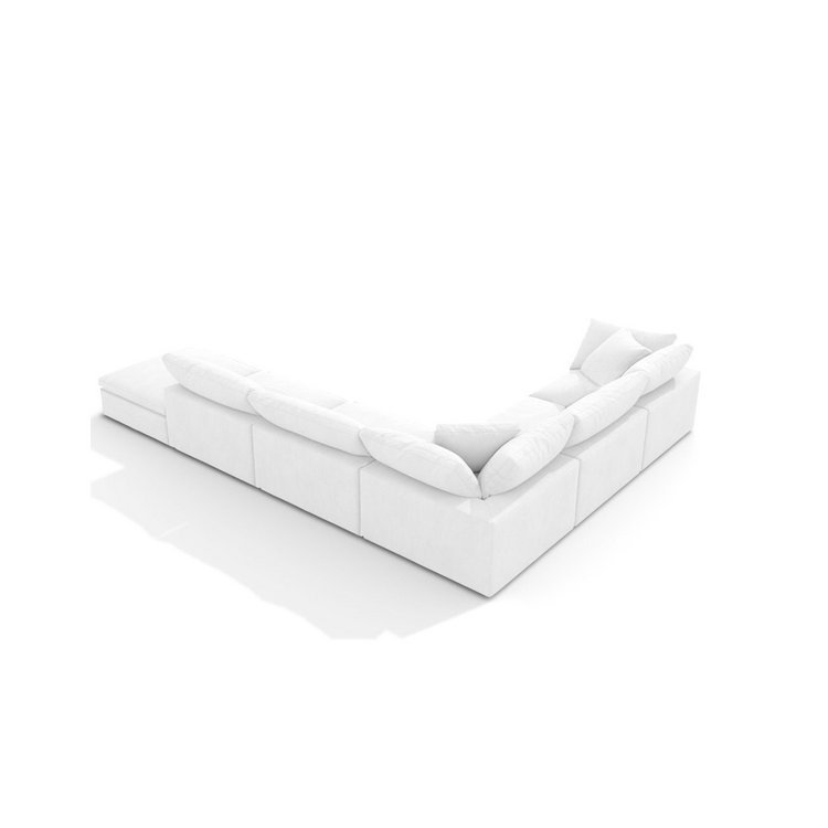 Modern Luxury White Down Feather Modular Cloud Sofa 6 Seater U Shape Living Room Sofa Sets Couches Sectional Fabric Contemporary