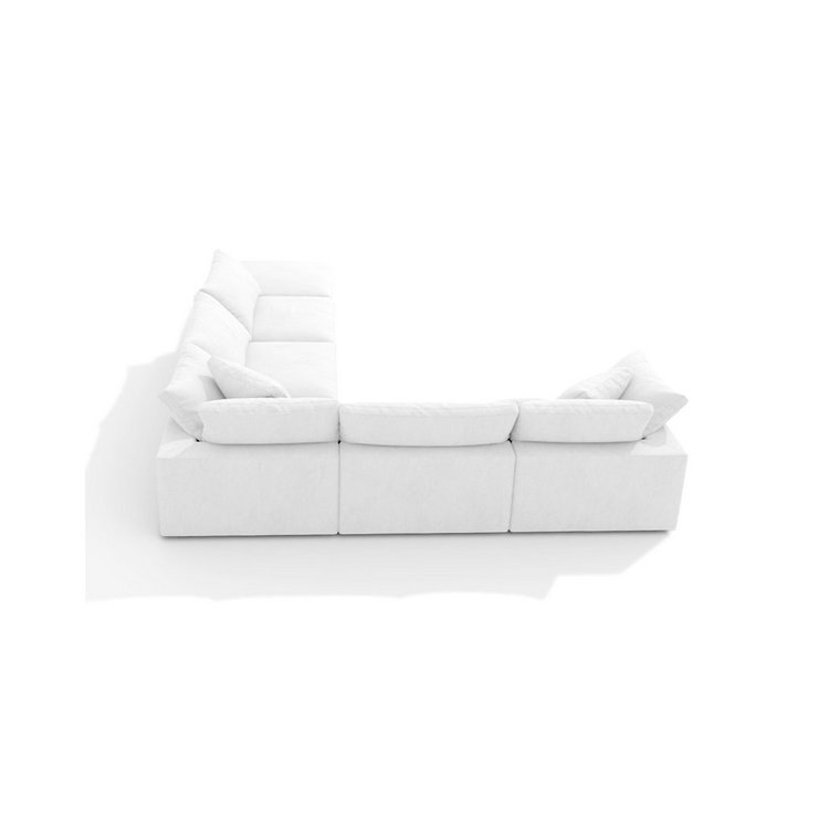 Modern Luxury White Down Feather Modular Cloud Sofa 6 Seater U Shape Living Room Sofa Sets Couches Sectional Fabric Contemporary