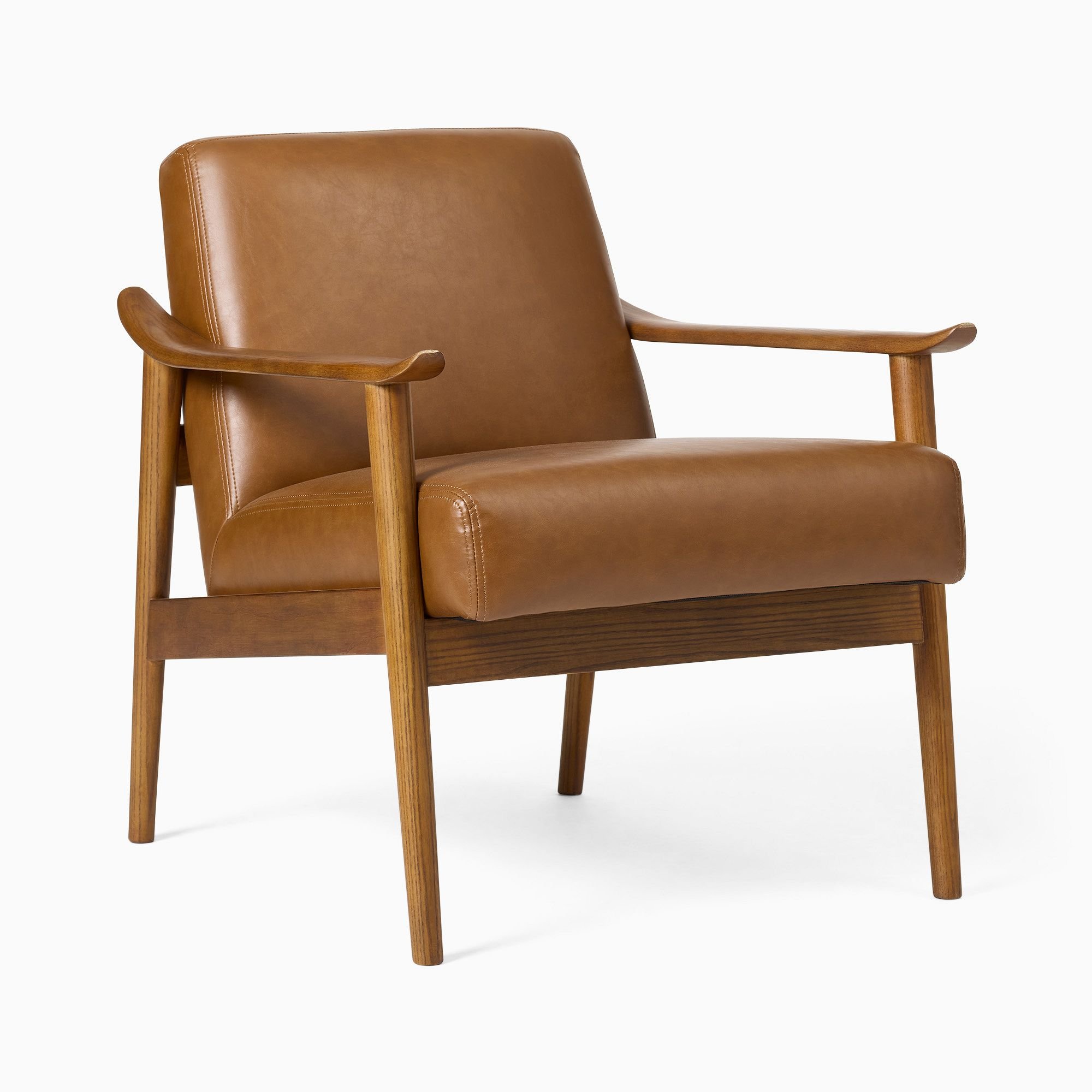 Modern Industrial Chair Living Room Furniture Wood-Metal Frame Single Sofa Leather Chairs