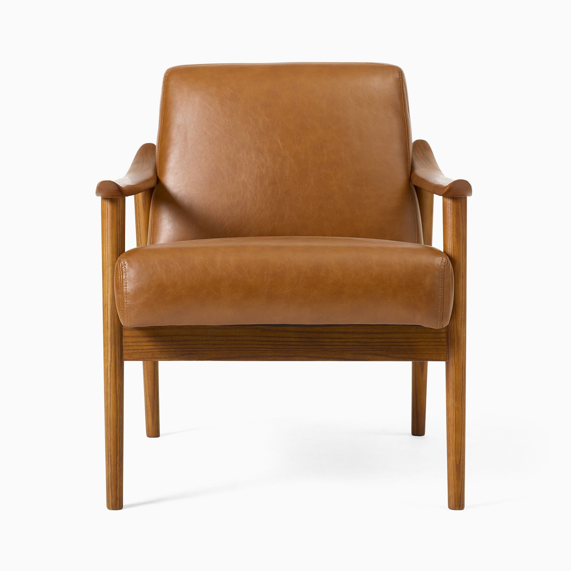 Modern Industrial Chair Living Room Furniture Wood-Metal Frame Single Sofa Leather Chairs
