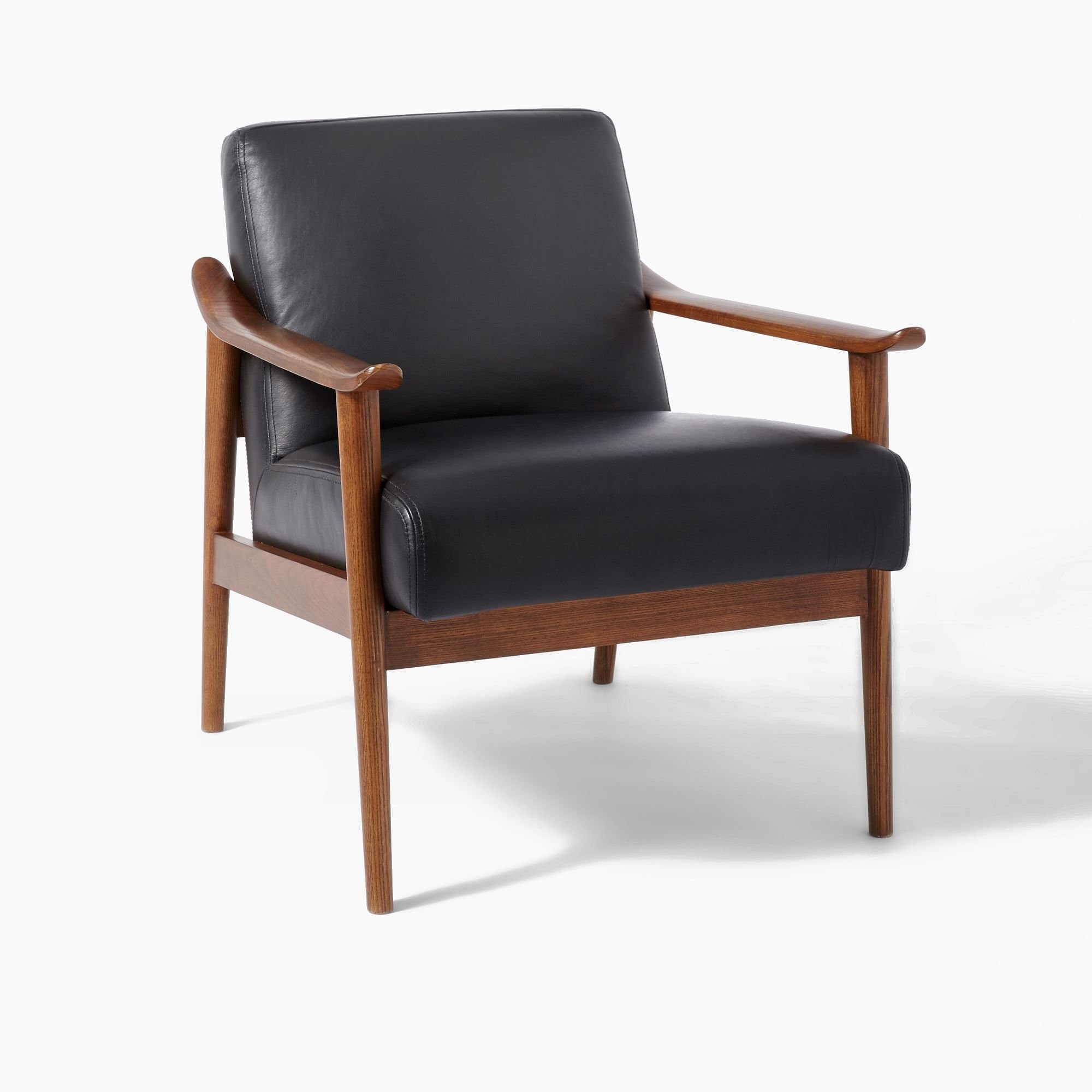 Modern Industrial Chair Living Room Furniture Wood-Metal Frame Single Sofa Leather Chairs