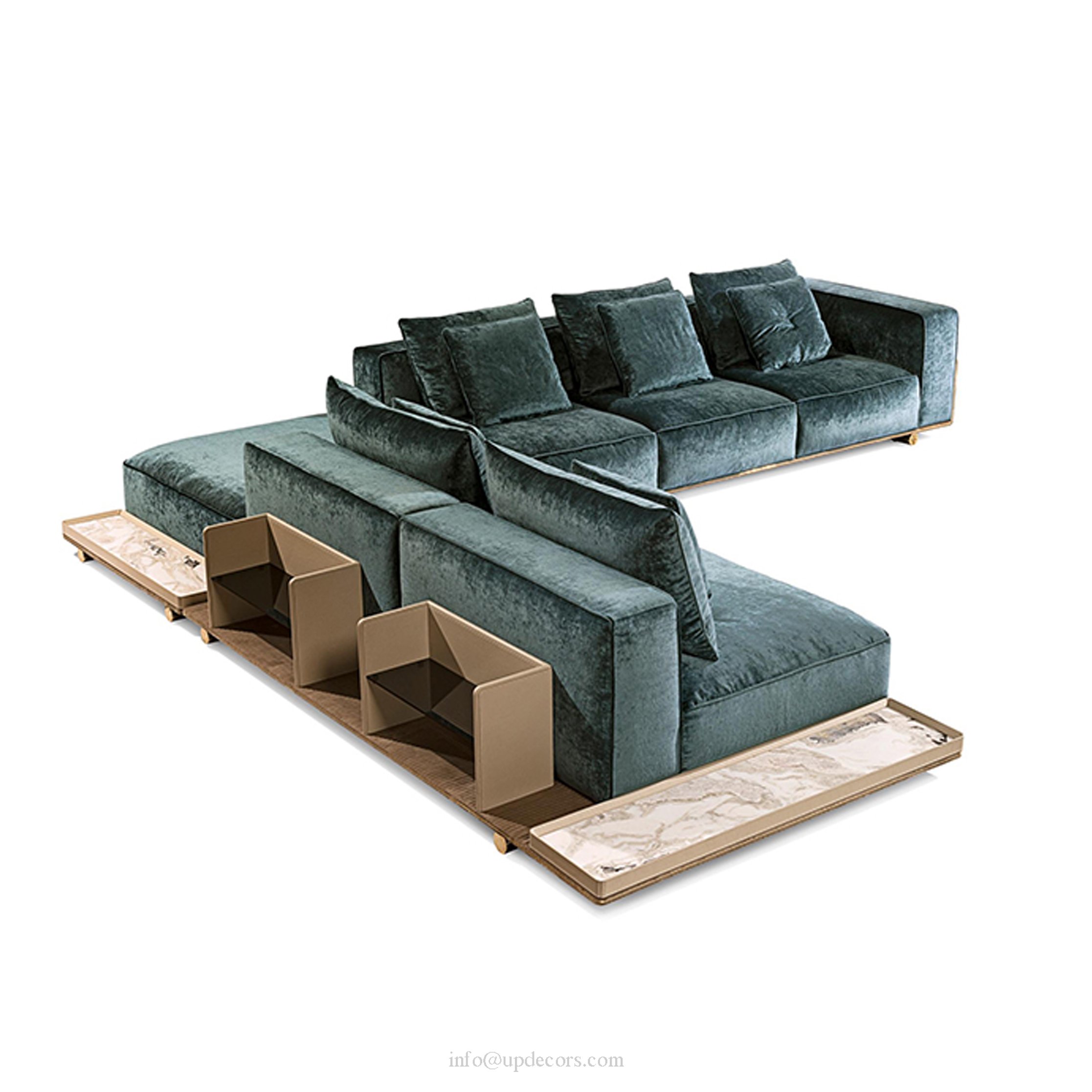Hot selling custom Italian brand designer living room furniture set luxury L shape sofa design
