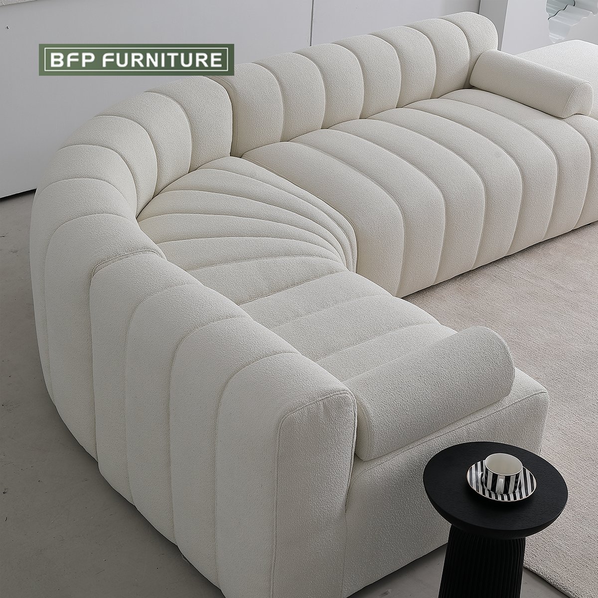 BFP Home Italian Modern Style Furniture Living Room Sofa Solid Wood Frame Cotton Fabric Uphplystery Modular DIY Sofa Set