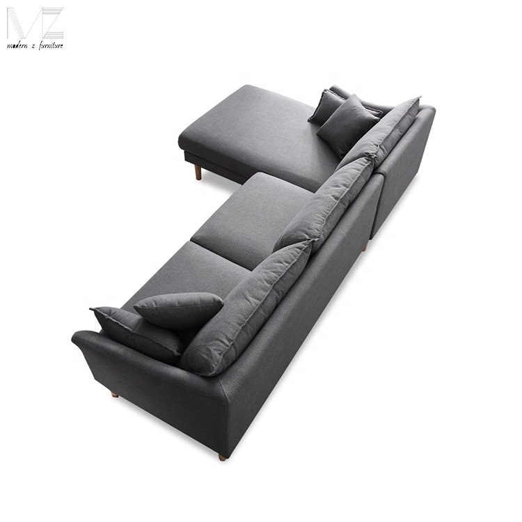 Top Quality Modern Home Furniture Application New L Shaped Velvet Fabric Upholstered Corner Living Room Sofas