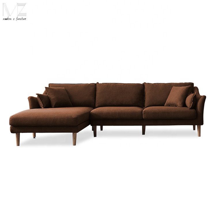 Top Quality Modern Home Furniture Application New L Shaped Velvet Fabric Upholstered Corner Living Room Sofas