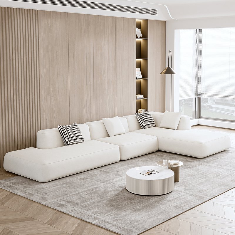 Modern Nordic Leather Boucle Fabric Modular Sofas Sets Couch Living Room Sofas Simple Sectional Corner Sofa