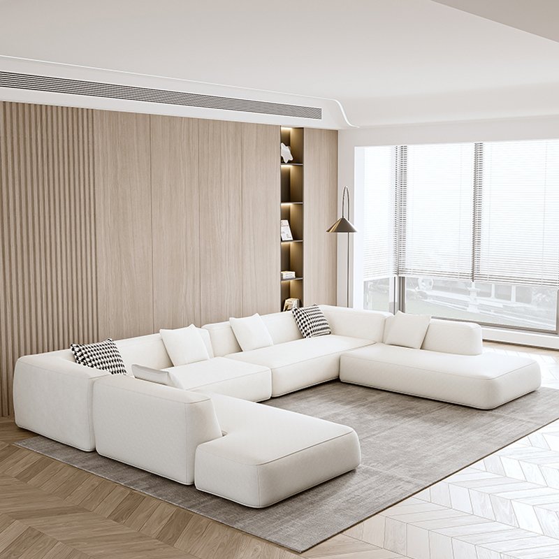 Modern Nordic Leather Boucle Fabric Modular Sofas Sets Couch Living Room Sofas Simple Sectional Corner Sofa