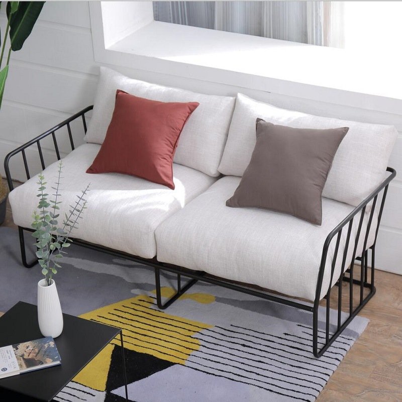 Nordic small apartment coffee shop clothing store studio simple modern double iron sofa living room sofa