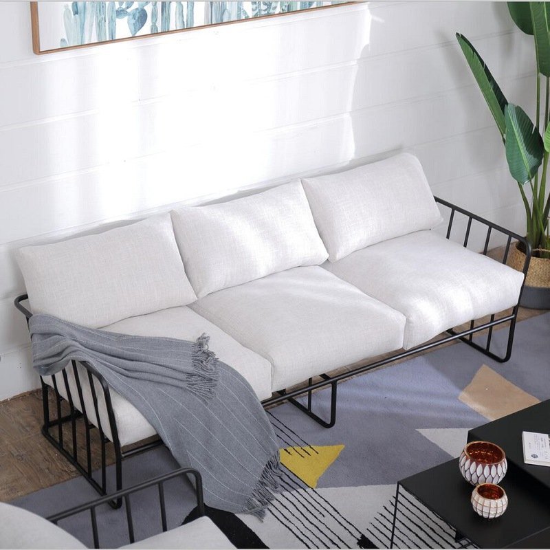 Nordic small apartment coffee shop clothing store studio simple modern double iron sofa living room sofa